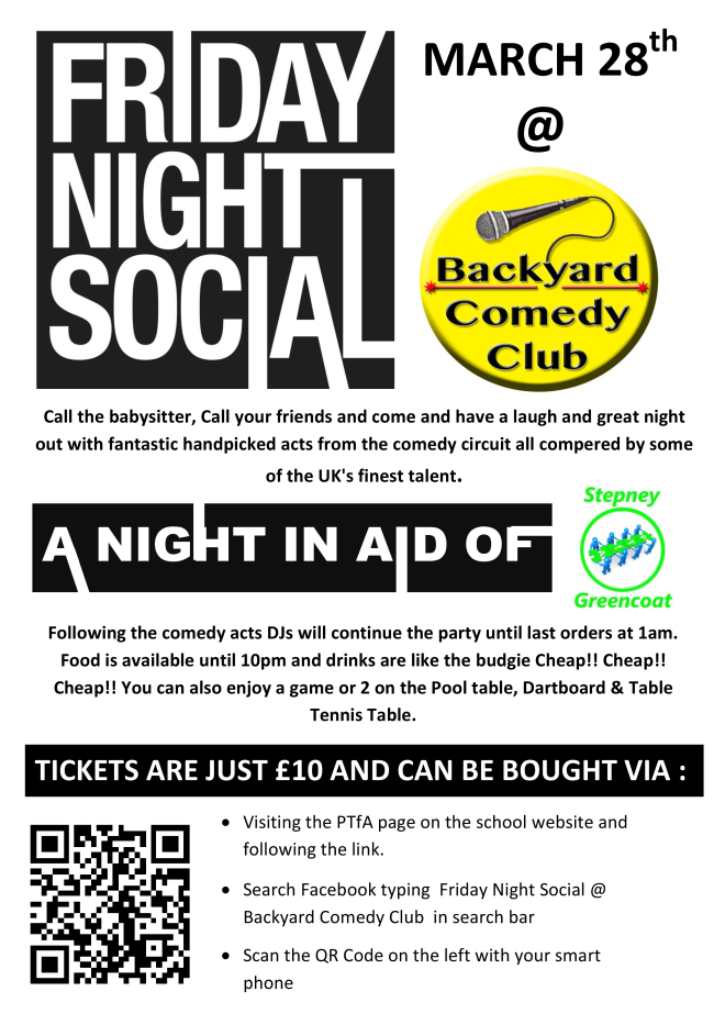 Friday Night Social Flyer - 28th March